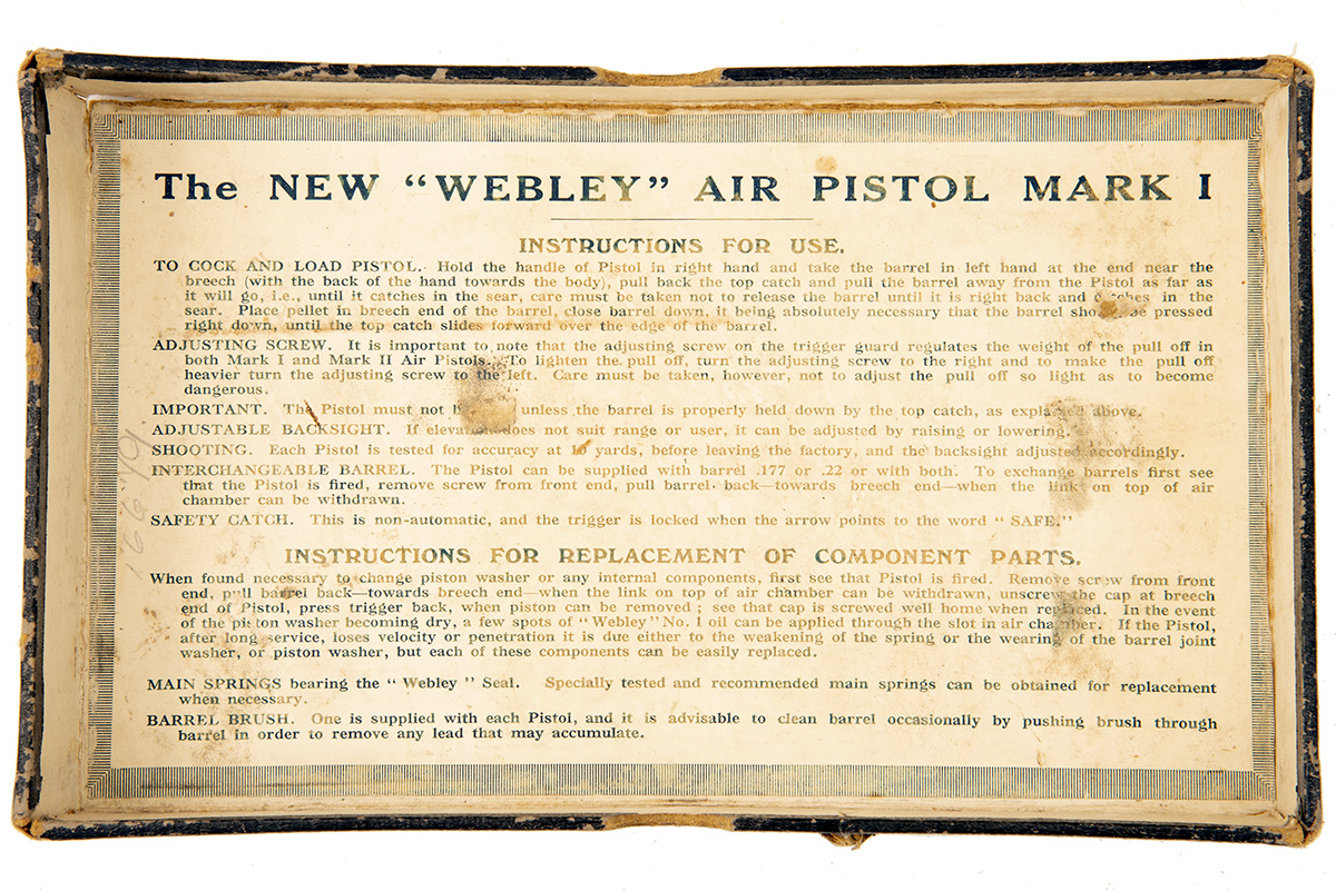 WEBLEY & SCOTT, LONDON & BIRMINGHAM FOR STOEGER, USA A RARE BOXED .177 BARREL-COCKING AIR-PISTOL, - Image 4 of 4