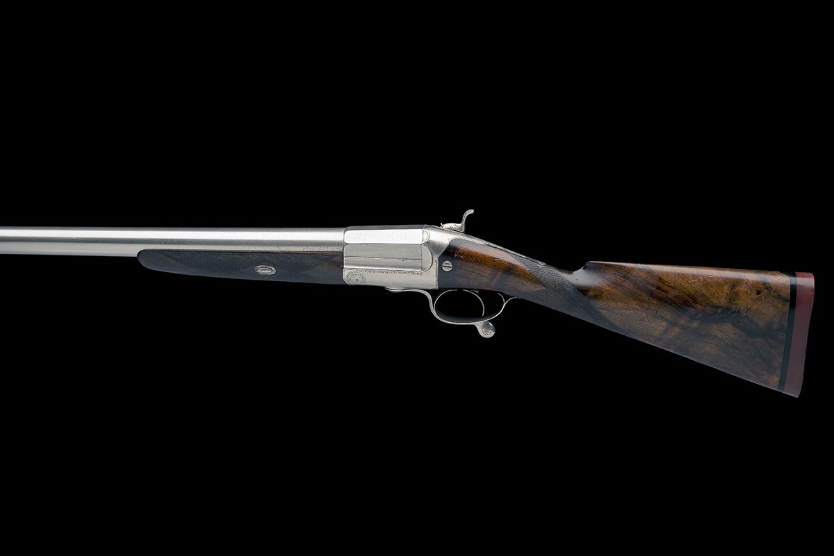 H. HOLLAND AN UNUSUAL NICKEL-FINISH 4-BORE 1866 PATENT SINGLE-BARRELLED ROTARY-UNDERLEVER HAMMERGUN, - Image 2 of 9