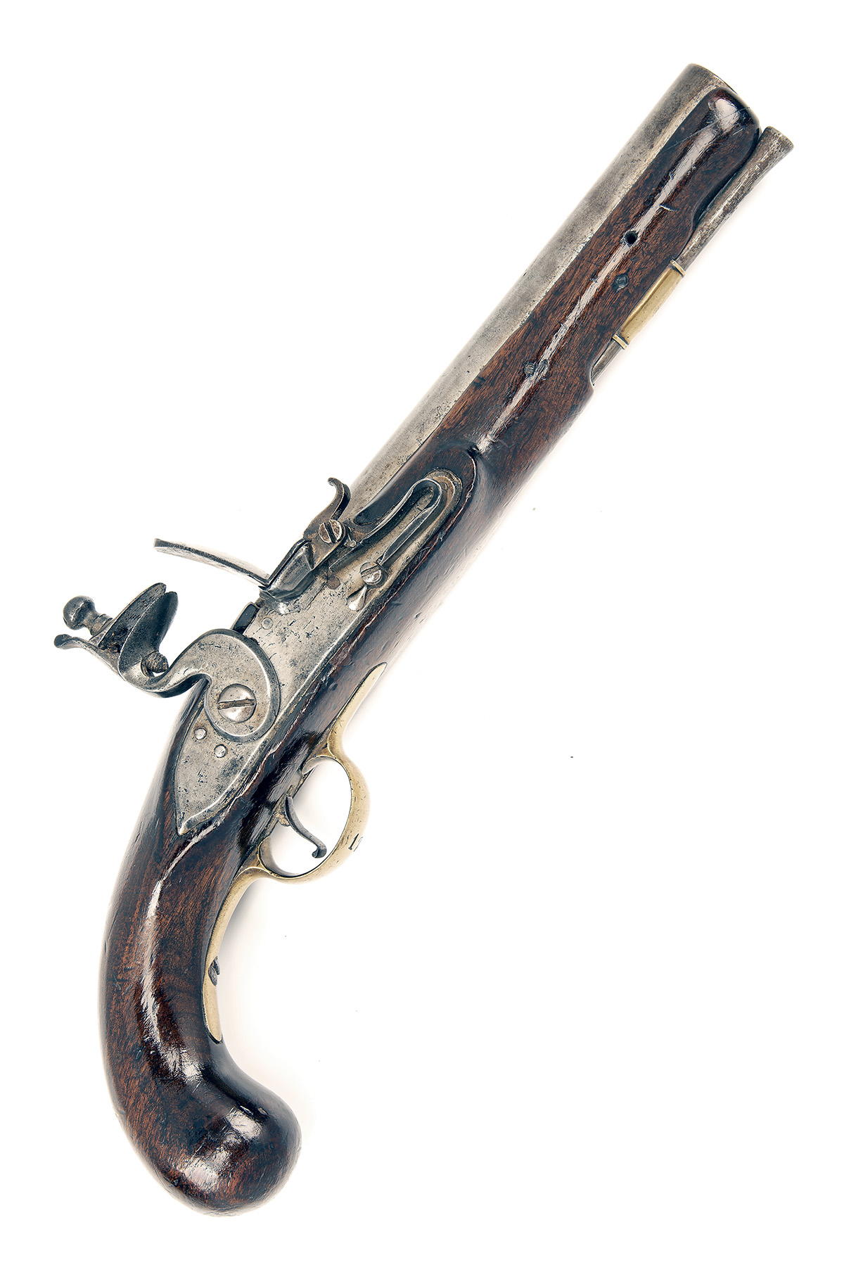 A 10-BORE FLINTLOCK HEAVY HOLSTER-PISTOL, UNSIGNED, serial no. 17, circa 1810, with London proved