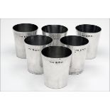 WILMOT MANUFACTURING CO. 1912-1928 A SET OF SIX STERLING SILVER SHOT CUPS, with 'W.M.Co.' silver