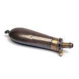 JAMES DIXON & SONS, SHEFFIELD A RARE POWDER FLASK WITH SLANTED CHARGER FOR THE LONDON COLT ARMY,