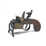 DUNHILL, LONDON A 'TINDER PISTOL' TABLE LIGHTER IN THE FORM OF A FLINTLOCK TINDERBOX, early