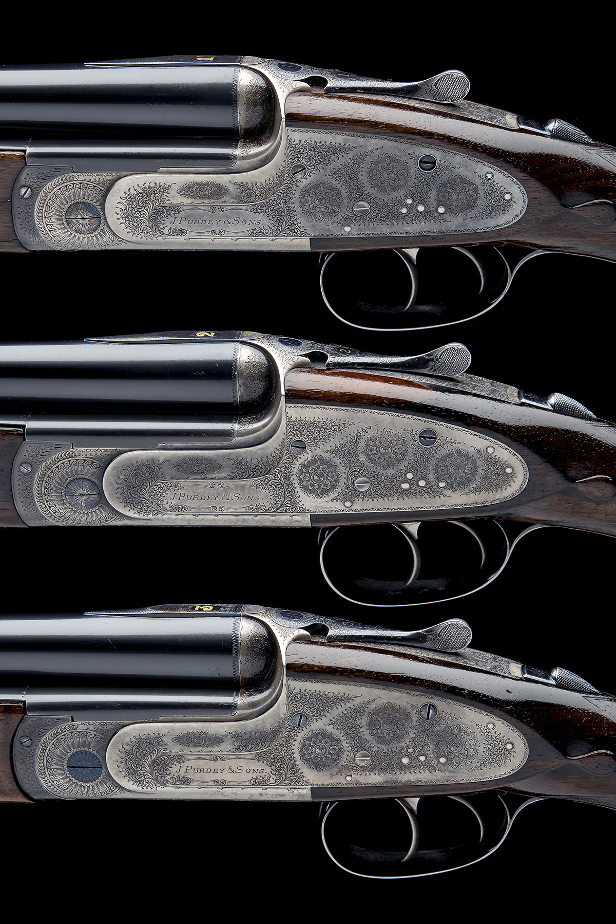 J. PURDEY & SONS A TRIO OF 12-BORE DOUBLE-TRIGGER OVER AND UNDER SIDELOCK EJECTORS, serial no. 28204 - Image 10 of 14