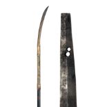 A JAPANESE NAGINATA POLEARM, the blade possibly pre 1800, the curving 15 3/4in. blade signed on left