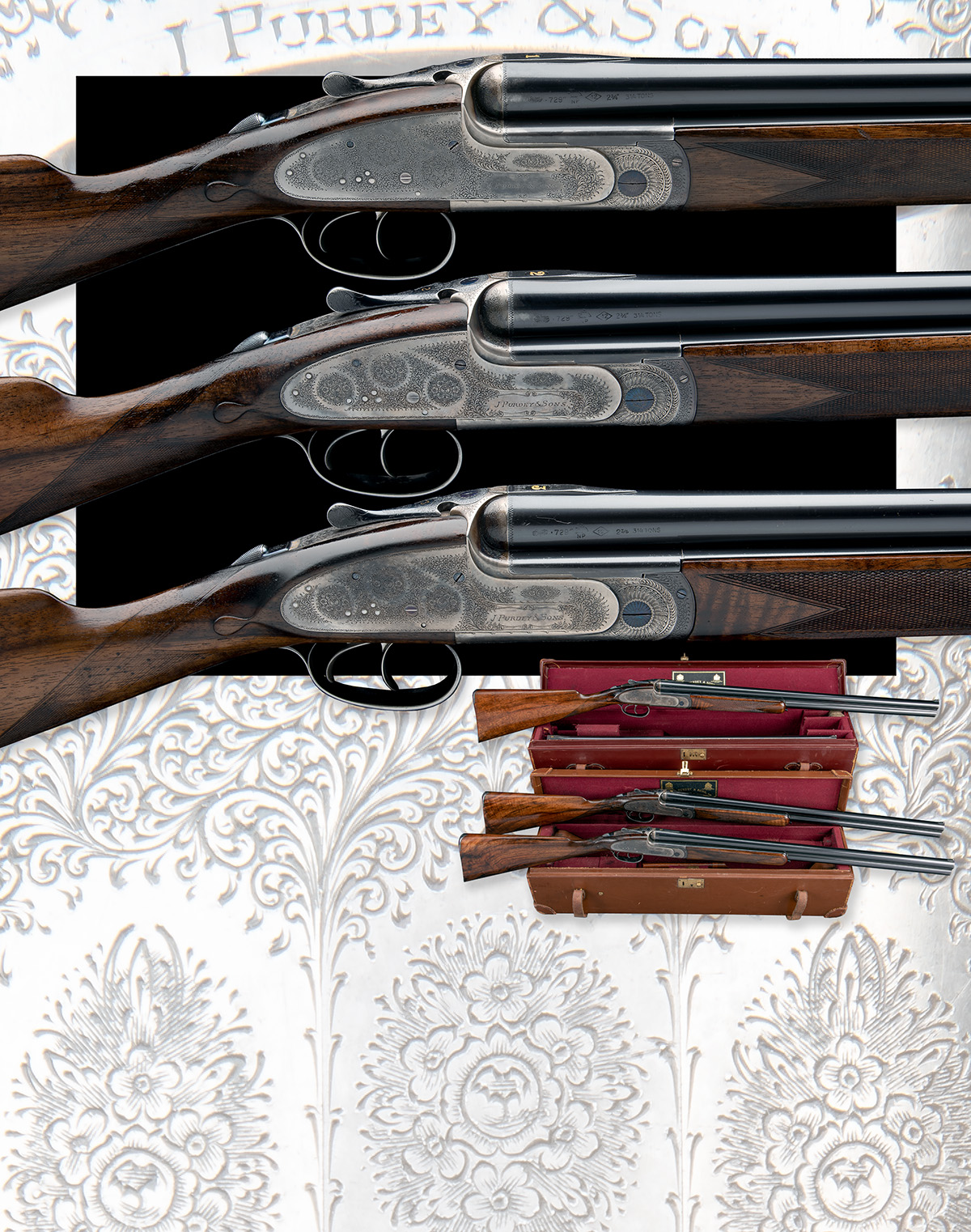 J. PURDEY & SONS A TRIO OF 12-BORE DOUBLE-TRIGGER OVER AND UNDER SIDELOCK EJECTORS, serial no. 28204 - Image 14 of 14