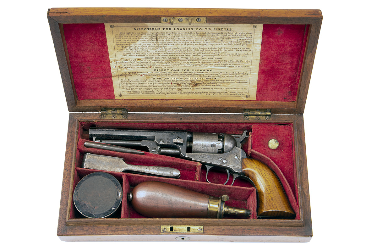 COLT, LONDON A GOOD CASED .31 PERCUSSION REVOLVER, MODEL '1849 LONDON POCKET', serial no. 2942,