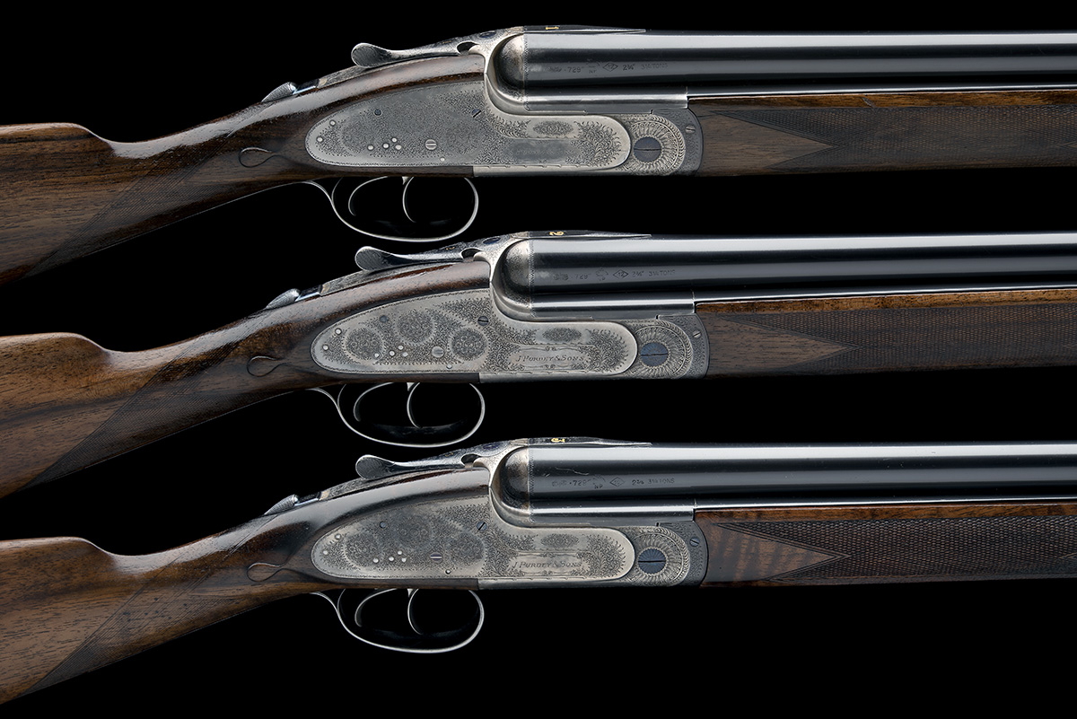 J. PURDEY & SONS A TRIO OF 12-BORE DOUBLE-TRIGGER OVER AND UNDER SIDELOCK EJECTORS, serial no. 28204