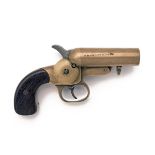 A RARE 26.5mm ALL-BRASS DOUBLE-BARRELLED FLARE-PISTOL, MODEL 'AUFLOSUNG DEUTSCHE LEUCHTPISTOLEN-