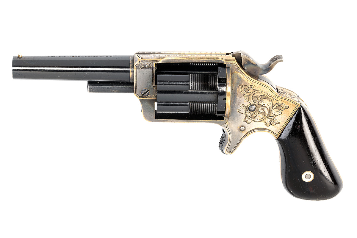 BROOKLYN ARMS CO, USA A RARE BOXED .32 (RIMFIRE) FIVE-SHOT REVOLVER WITH SLIDING CHAMBERS, MODEL ' - Image 2 of 7