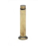 A SCARCE MICRO-ADJUSTABLE BRASS POWDER-MEASURE SIGNED SYKES, circa 1850 and of cylindrical form with