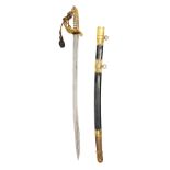 A SCARCE EARLY VICTORIAN BRITISH NAVAL OFFICER'S 1827 PATTERN SWORD WITH PIPE-BACK BLADE,