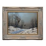 MARK CHESTER (F.W.A.S.) 'WINTER SNOW', an original oil on canvas signed by the artist, showing