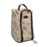 BRADLEYS A NEW AND UNUSED PINK ROSE AND CHOCOLATE LEATHER BOOT BAG, with carry handle. † Please note