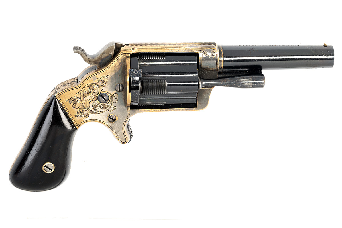 BROOKLYN ARMS CO, USA A RARE BOXED .32 (RIMFIRE) FIVE-SHOT REVOLVER WITH SLIDING CHAMBERS, MODEL ' - Image 3 of 7