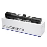 ZEISS A CONQUEST V4 3-12X56 TELESCOPIC SIGHT, serial no. 4749837, with reticle 20, lens covers, in