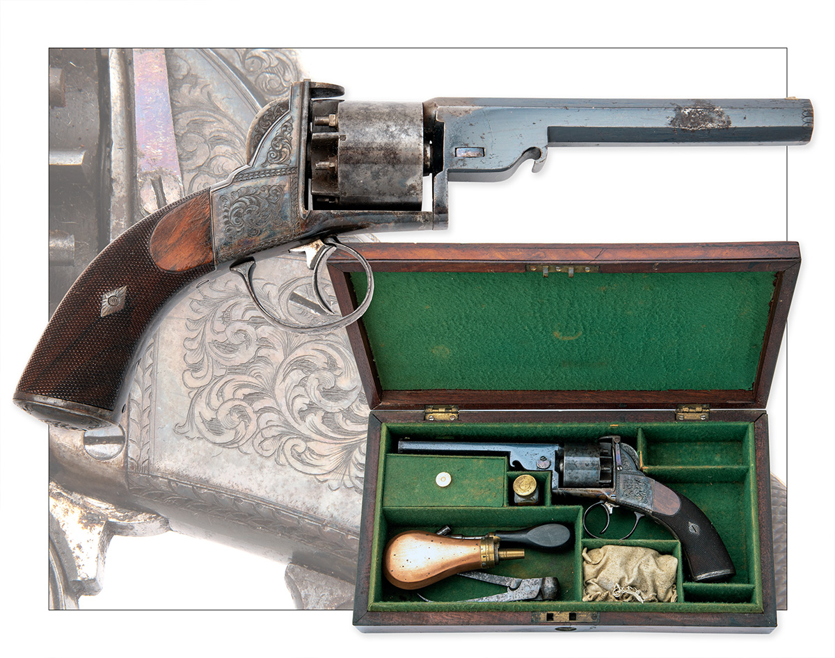 MADE FOR ADAMS, LONDON A GOOD CASED 54-BORE PERCUSSION REVOLVER, MODEL 'WEBLEY-BENTLEY PATENT', no - Image 7 of 7