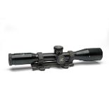 A SCHMIDT & BENDER 10X42 TELESCOPIC SIGHT, serial no. 203183, with S&B police reticle, together with