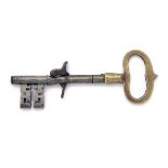 AN INTERESTING 320-BORE PERCUSSION KEY-PISTOL, UNSIGNED, no visible serial number, of circa 1840