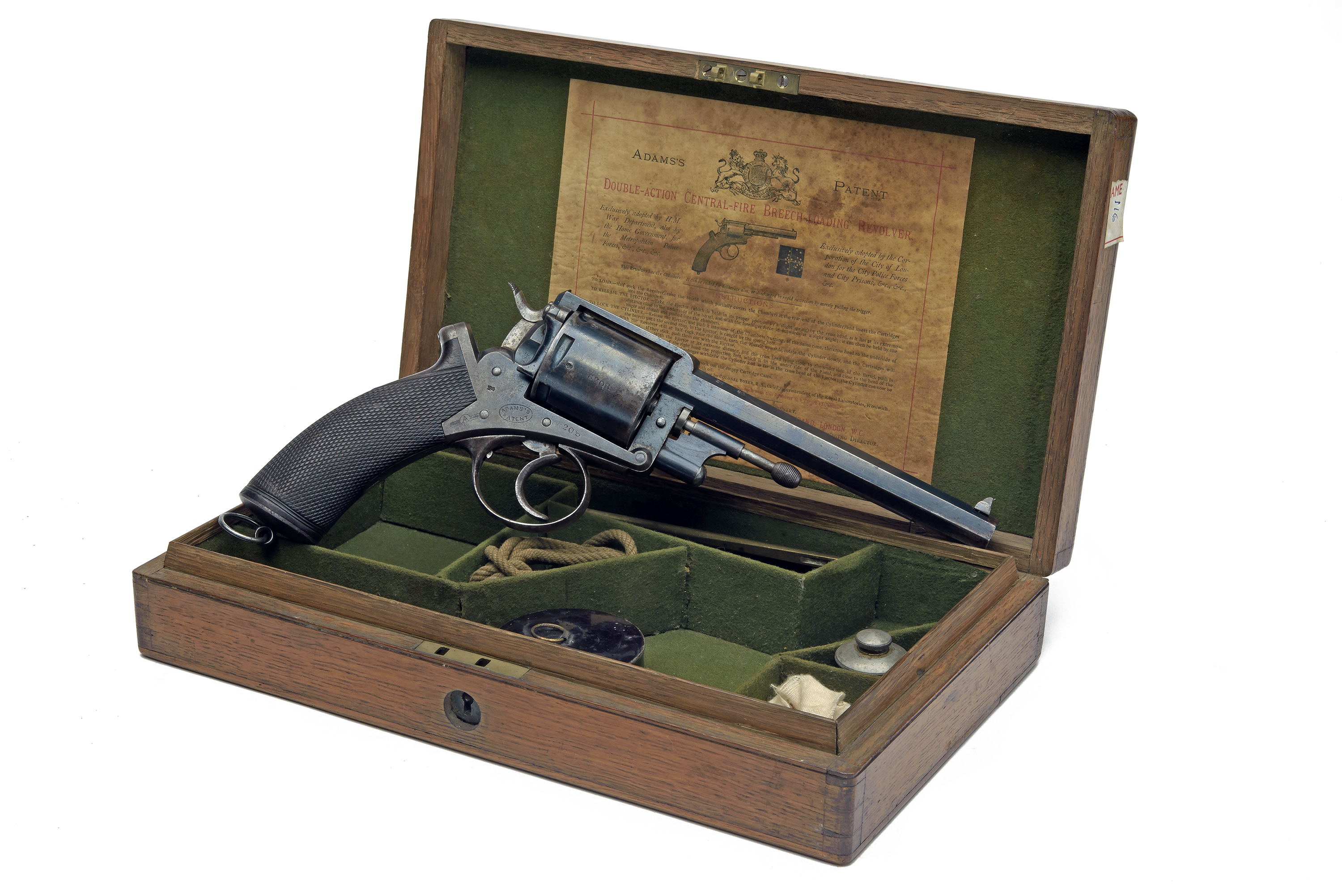 ADAM'S, LONDON A GOOD CASED .450 SIX-SHOT DOUBLE-ACTION REVOLVER, MODEL '1872 ADAMS', serial no.