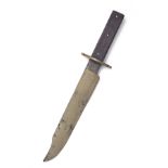 AN EARLY BOWIE OR HUNTING-KNIFE, UNSIGNED, circa 1830, with 9 1/2in. bowie blade offset from the