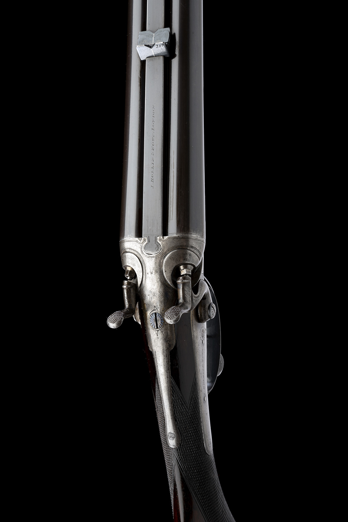 I. HOLLIS & SONS A .500 (3IN.) BLACK POWDER EXPRESS ROTARY-UNDERLEVER DOUBLE HAMMER RIFLE, serial - Image 4 of 9