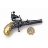 CLAUDE NIQUET, LIEGE A RARE 250-BORE FLINTLOCK RIFLED POCKET-PISTOL, MODEL 'BABY QUEEN ANNE', no