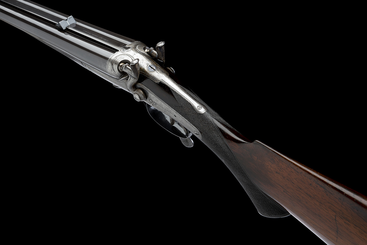 I. HOLLIS & SONS A .500 (3IN.) BLACK POWDER EXPRESS ROTARY-UNDERLEVER DOUBLE HAMMER RIFLE, serial - Image 8 of 9