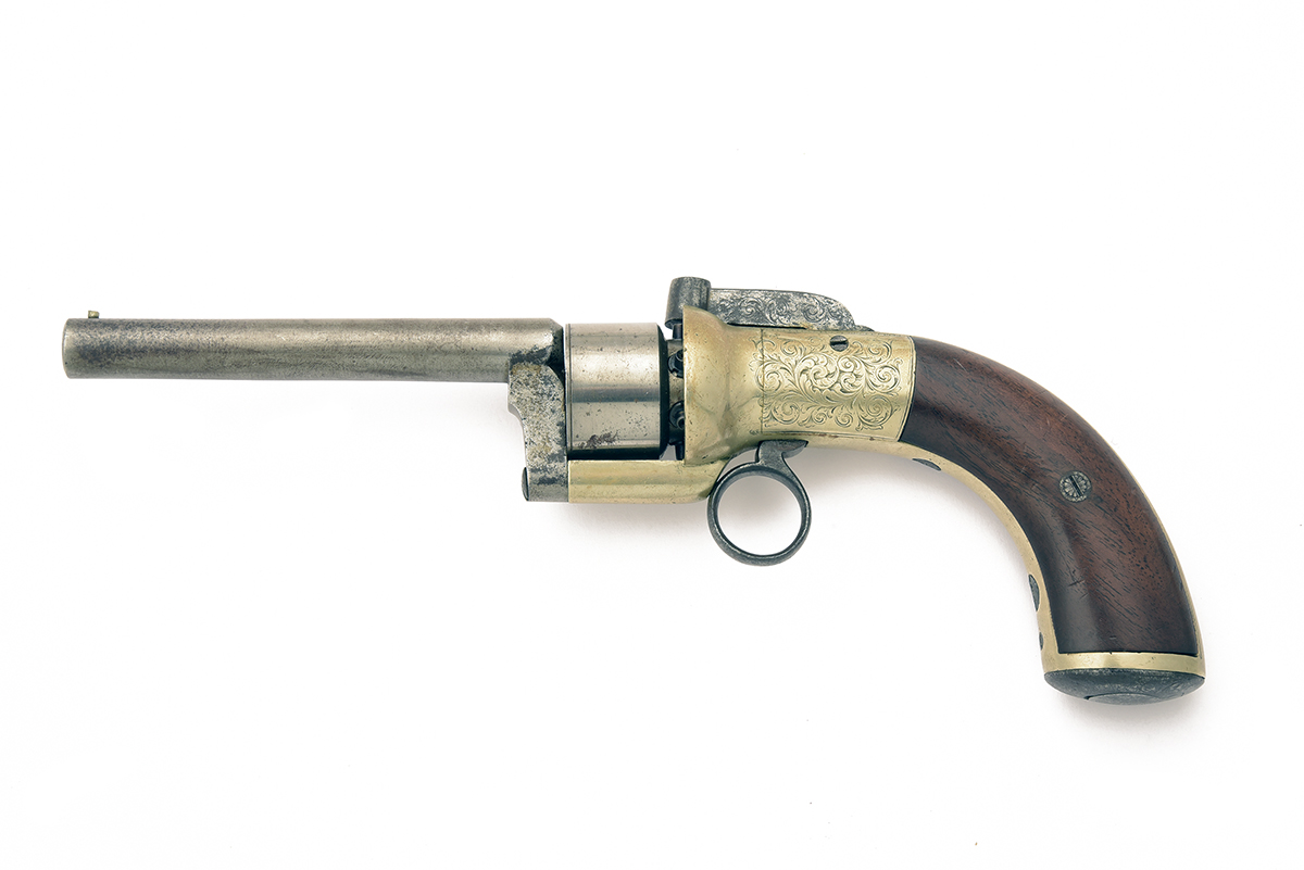 CRAWLEY & CO., LONDON AN 80-BORE PERCUSSION PAKTONG-BODIED TRANSITIONAL REVOLVER, no visible - Image 2 of 3