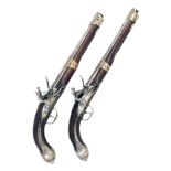 A WELL COMPOSED PAIR OF 16-BORE FLINTLOCK INDO-PERSIAN HOLSTER-PISTOLS, UNSIGNED, no visible