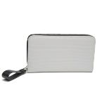 WILLIAM & SON A 'WHITE CARBON' CALFSKIN 'BRUTON ZIP ROUND PURSE', external dimensions 20cm x 10.