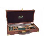 PENDLETON ROYAL A LUXURY TAN LEATHER 'LONDON' 12-BORE GUN CLEANING KIT containing a burgundy lined