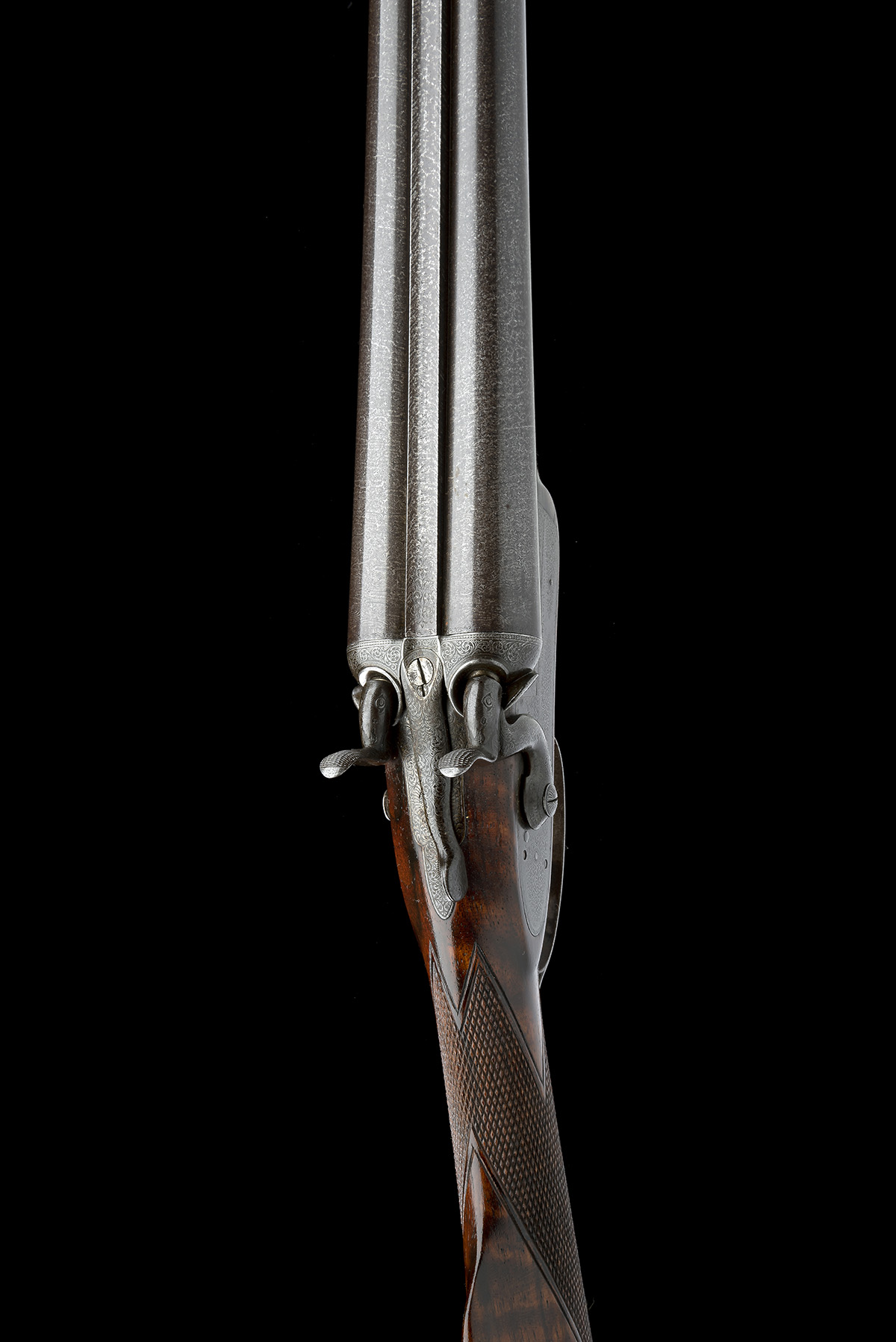 JOSEPH LANG & SONS A 12-BORE BAR-IN-WOOD TOPLEVER HAMMERGUN, serial no. 3668, for 1868, 29 3/4in. - Image 6 of 8