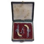 AN EXQUISITE CASED PAIR OF MINIATURE 350-BORE PERCUSSION MUFF-PISTOLS, UNSIGNED, no visible serial