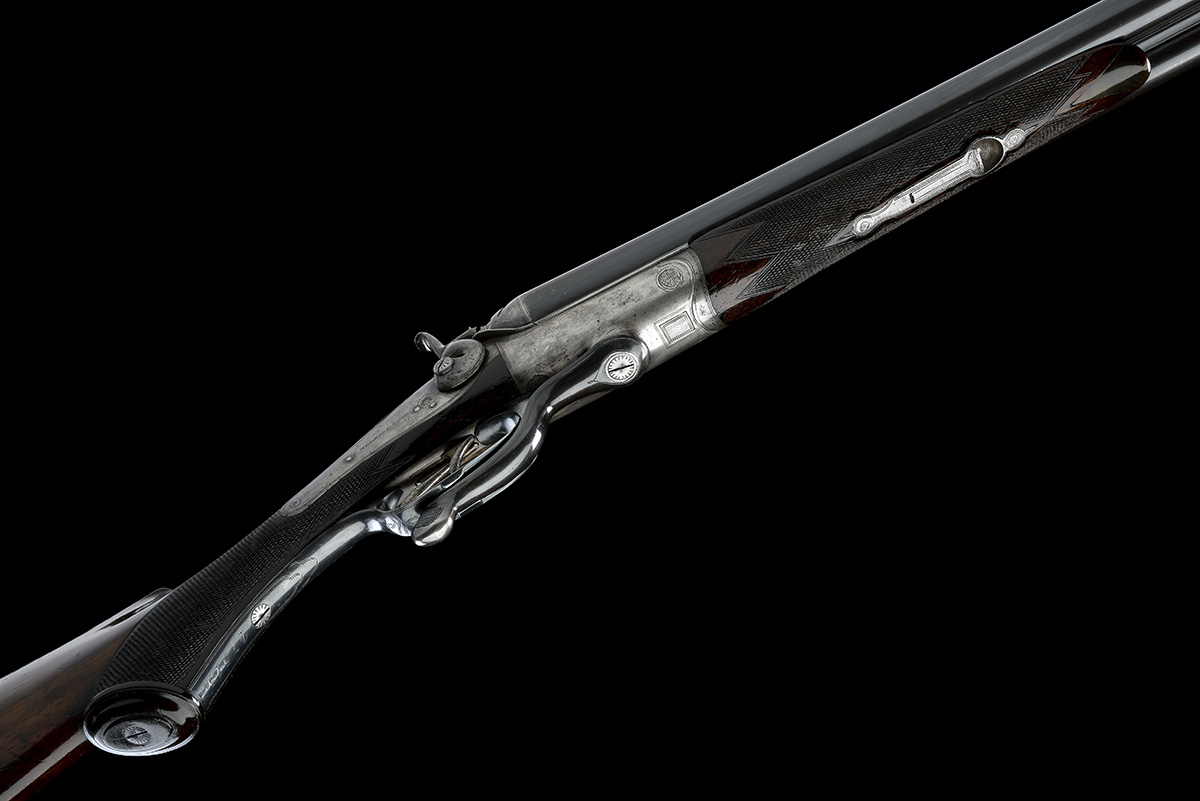 I. HOLLIS & SONS A .500 (3IN.) BLACK POWDER EXPRESS ROTARY-UNDERLEVER DOUBLE HAMMER RIFLE, serial - Image 3 of 9