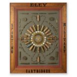 ELEY A GLAZED SPORTING & MILITARY CARTRIDGE DISPLAY BOARD, displaying various sporting and