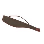 PARSONS A GREEN CANVAS AND LEATHER FLEECE-LINED SINGLE RIFLE SLIP, with leather carry handle,