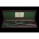 JOHN BLANCH & SON, LONDON A CASED 12-BORE PINFIRE DOUBLE-BARRELLED UNDER-LEVER SPORTING-GUN,