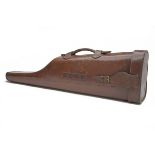 CHARLES HELLIS & SONS A RARE LEATHER LEG-OF-MUTTON DOUBLE GUNCASE, fitted for 29in. barrels, the lid