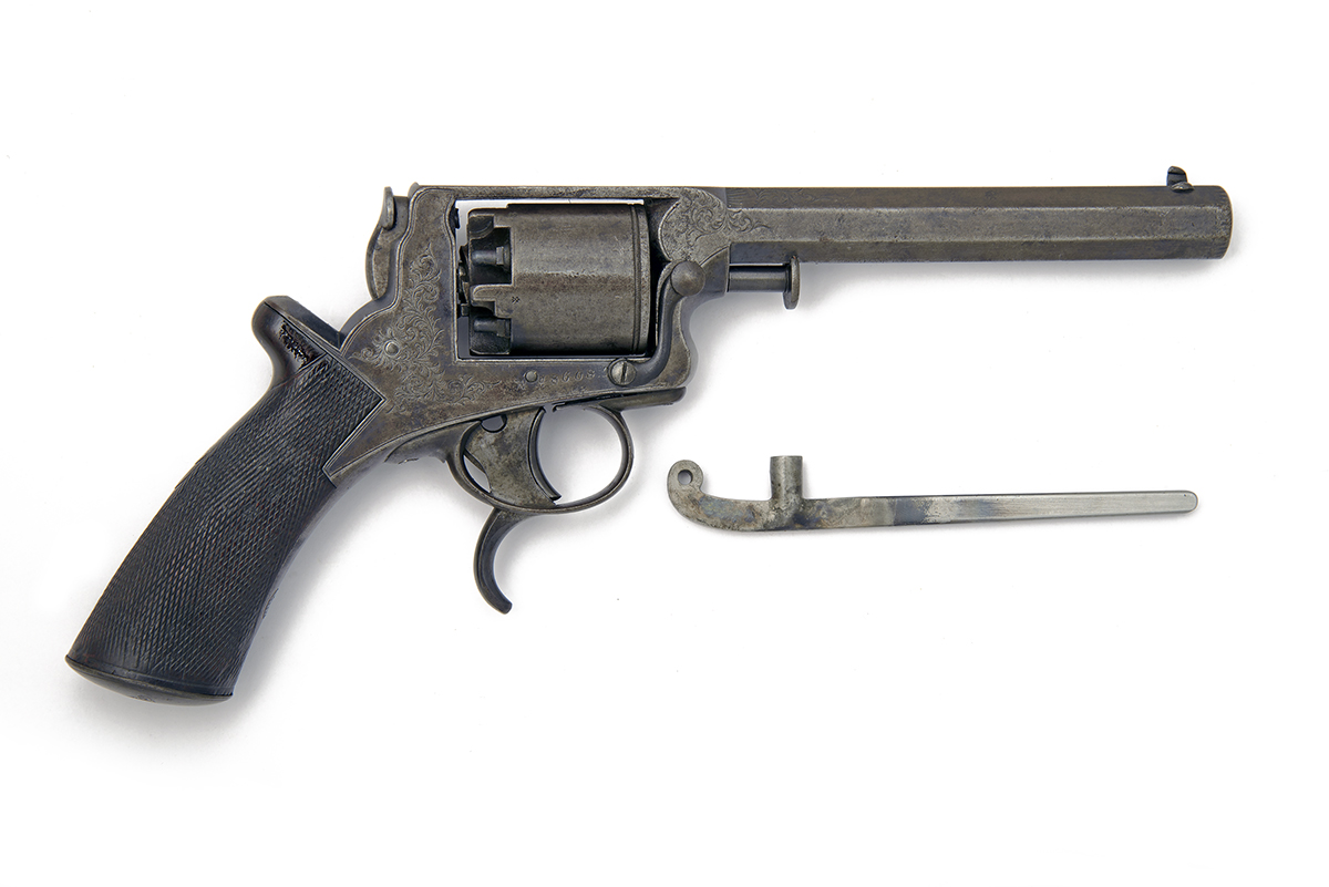 W. TRANTER, BIRMINGHAM A CASED 54-BORE PERCUSSION TRIGGER-COCKING REVOLVER, MODEL 'PATENT DOUBLE-