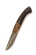 MANU LAPLACE 1515, FRANCE, A HAND-MADE LOCK-KNIFE WITH FLAMED BEECH-WOOD AND EBONY SCALES, MODEL '