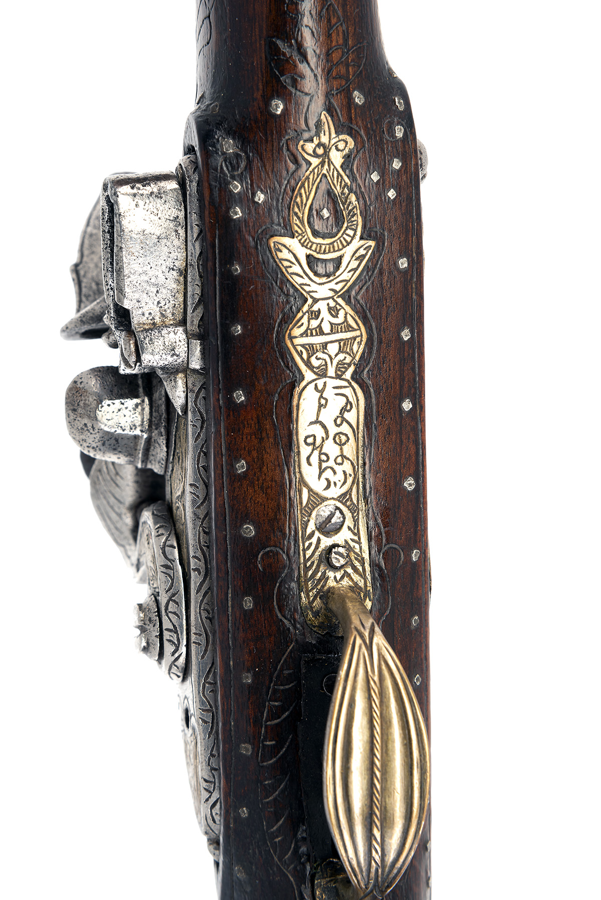 A WELL COMPOSED PAIR OF 16-BORE FLINTLOCK INDO-PERSIAN HOLSTER-PISTOLS, UNSIGNED, no visible - Image 4 of 6