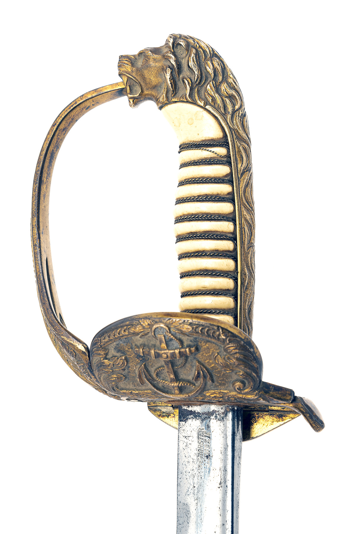 E & F HORSTER SOLINGEN A GERMAN NAVAL OFFICER'S DRESS SWORD, 1920s, with 31in. slightly curved - Image 3 of 4
