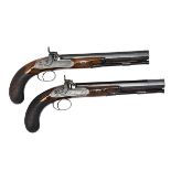 CHARLES LANCASTER, LONDON A RARE CASED PAIR OF .500 PERCUSSION RIFLED OFFICER'S or DUELLING-PISTOLS,