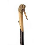 IAN JAMES A FINE HAND CARVED SPORTSMAN'S STAFF, measuring approx. 53in. in length, with hand