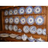 A large collection of blue and white ware