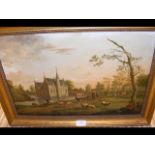 An 18th century Dutch oil on panel with river, ani