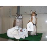 A Royal Copenhagen Kangaroo together with Owl and