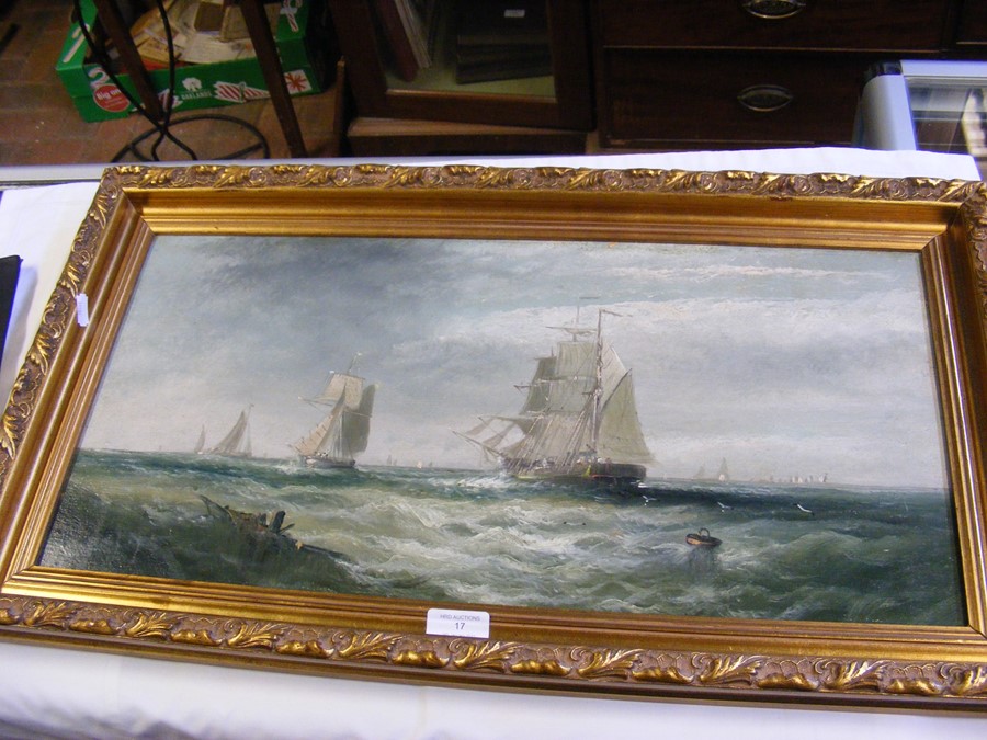 WILLIAM KNELL - oil on board of three masted vesse - Image 7 of 14