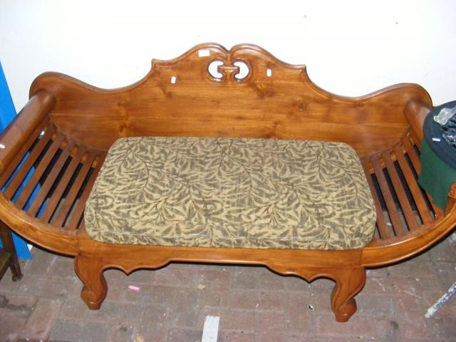 An Oriental style hardwood bench