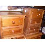A three drawer pine bedside together with a two dr